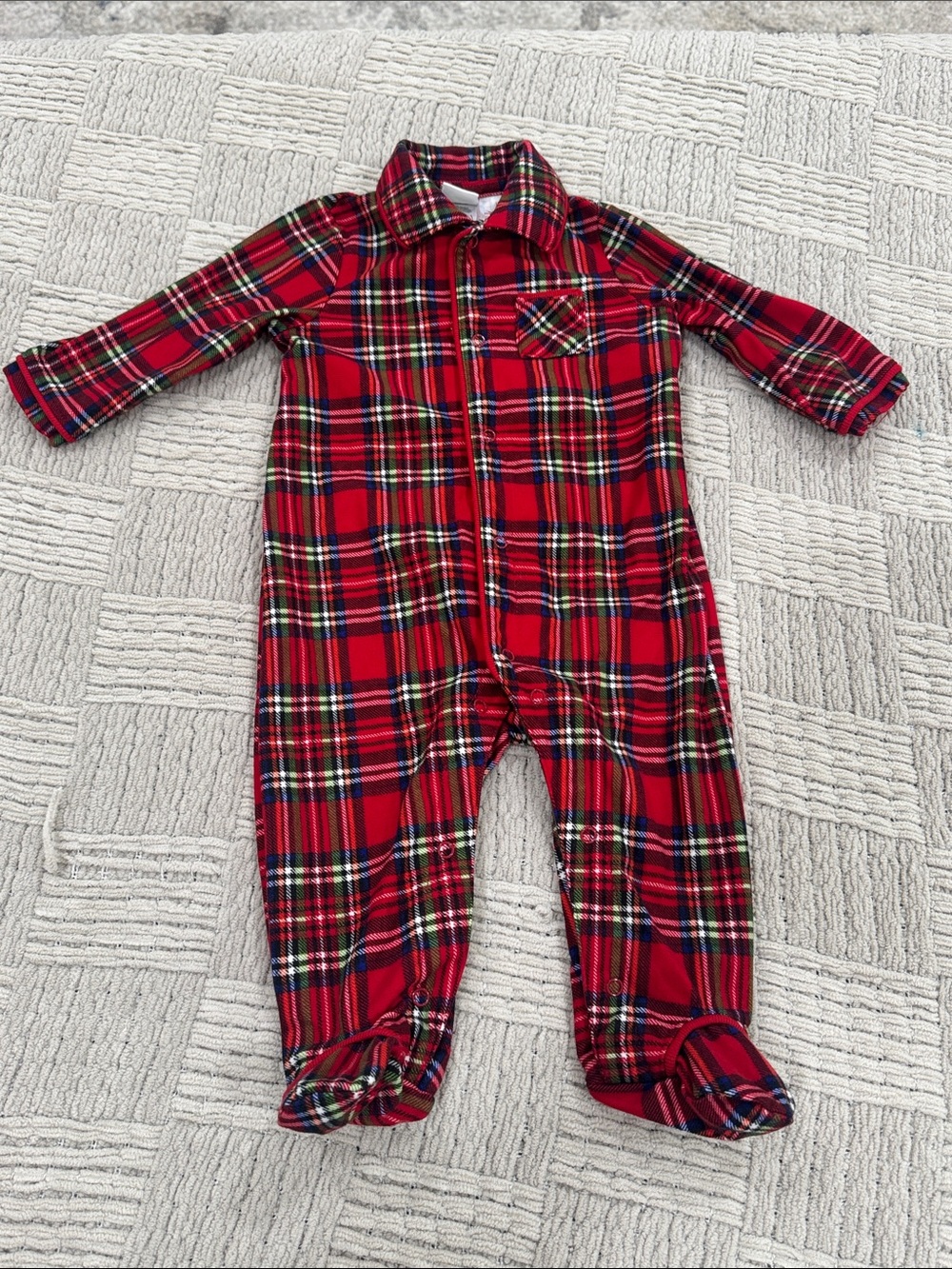 Little Me Red Plaid Footed One-Piece Pajamas